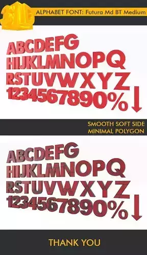 Alphabet Font Futura Md BT Medium 3D Modeling