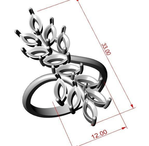 Ring with marquis 3D print model_3