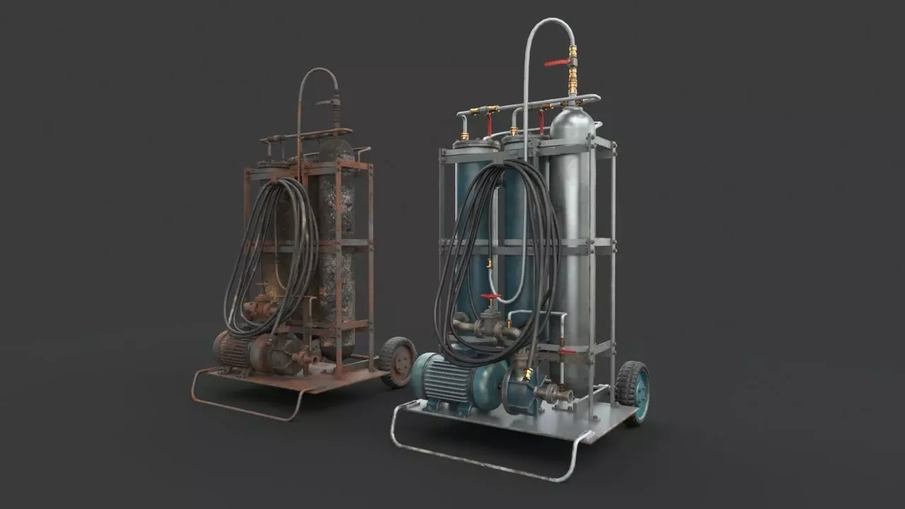 Portable machinery device Low-poly 3D model_0