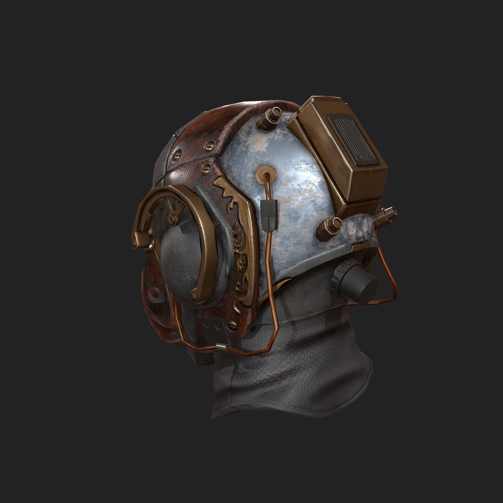  Scifi helmet Low-poly 3D model_2