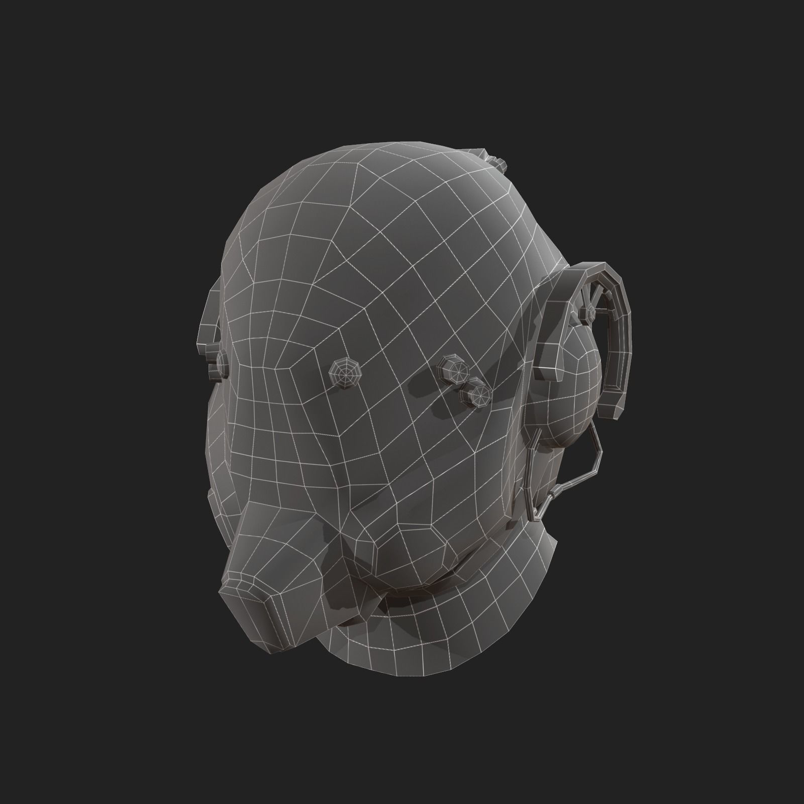  Scifi helmet Low-poly 3D model_3