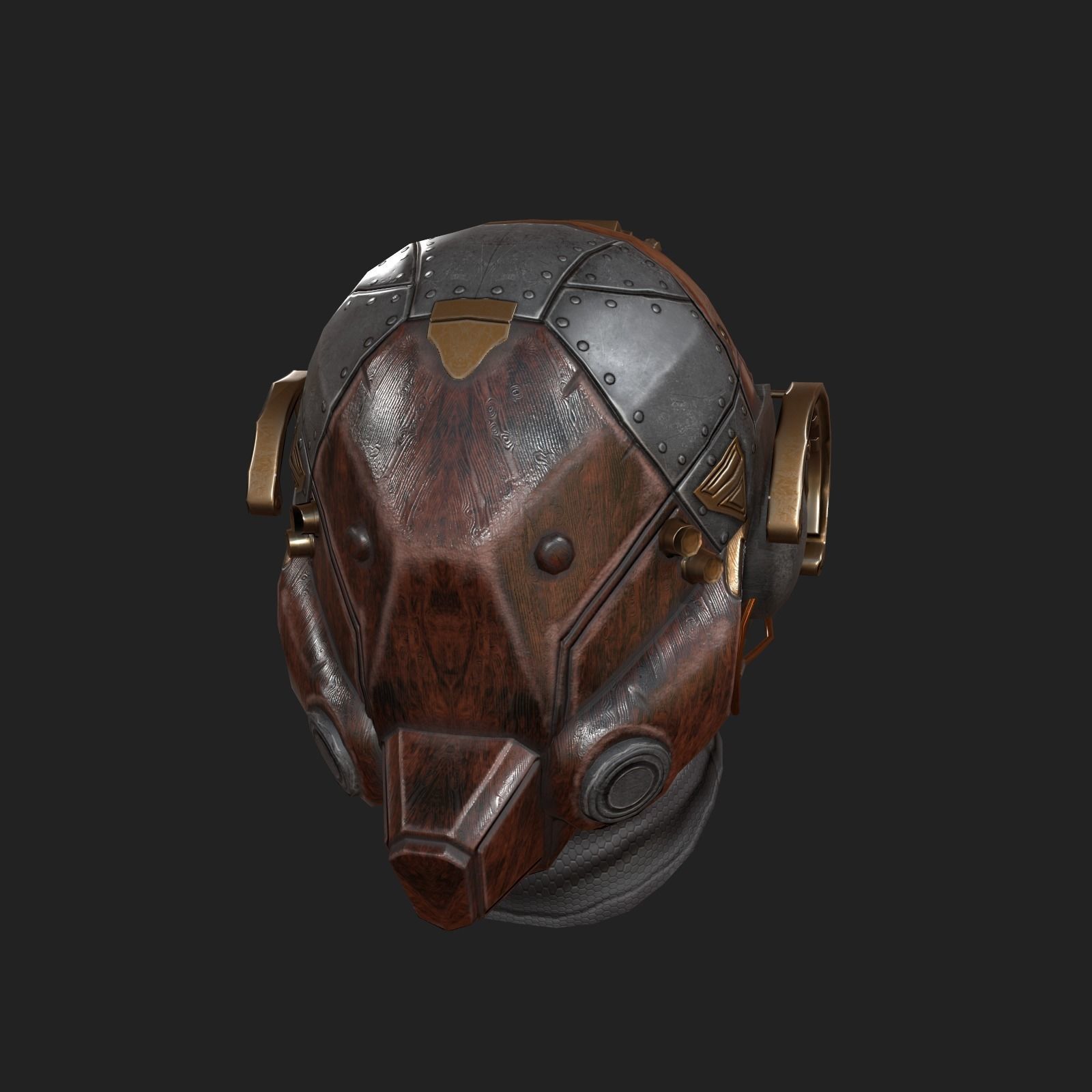  Scifi helmet Low-poly 3D model_1