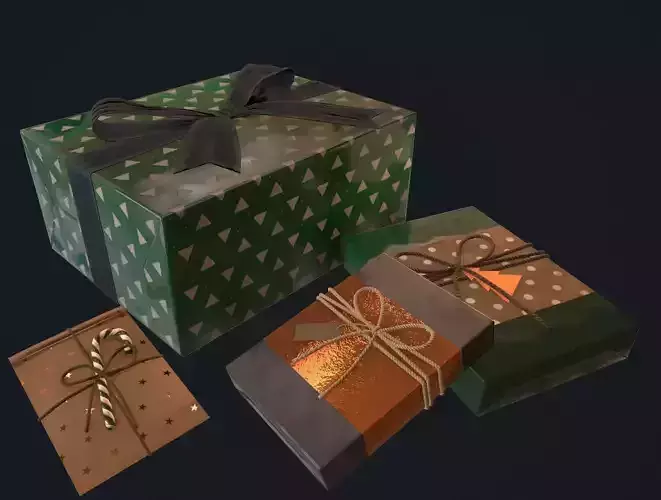 Presents set of gift boxes Free low-poly 3D model