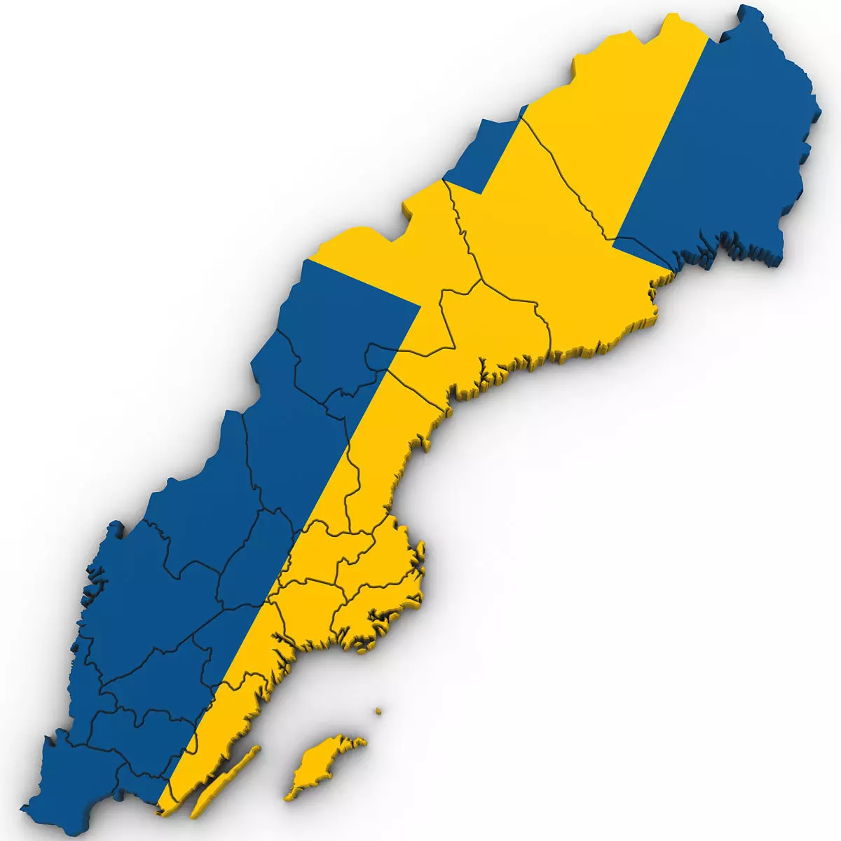 3D Political Map of Sweden 3D model