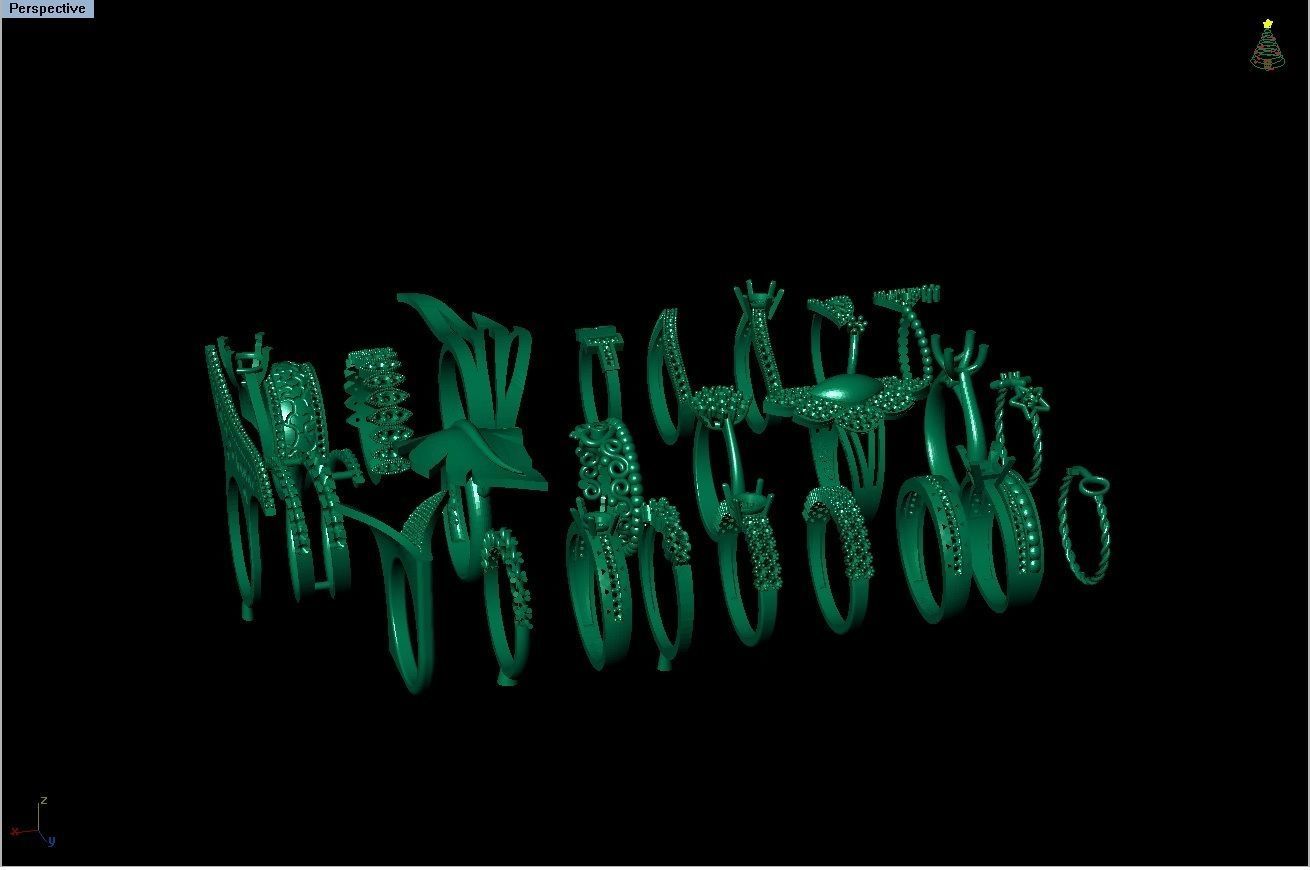 diamond rings 25 pieces in 1  3D print model_2