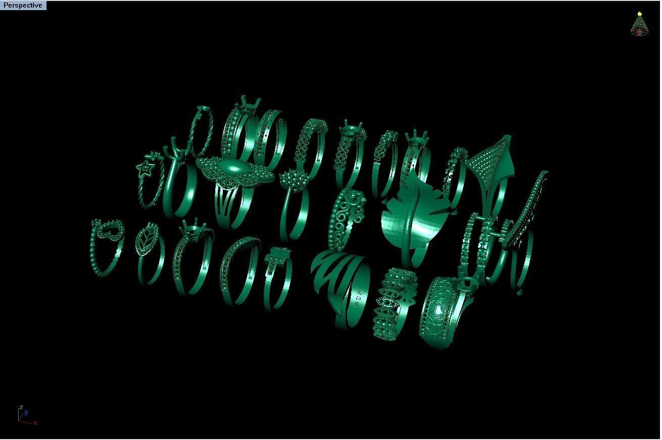 diamond rings 25 pieces in 1  3D print model_3