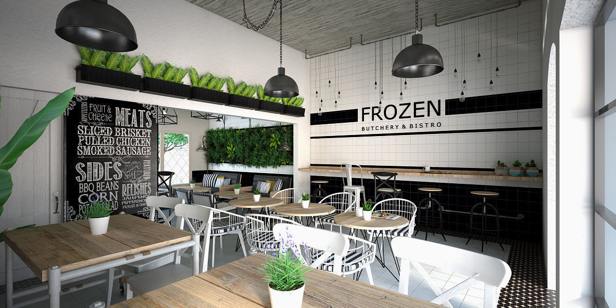 Bistro old fashion cafe - interior design 3D model_1