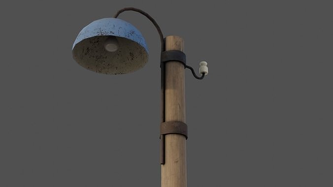 Wooden Light Pole Low-poly 3D model