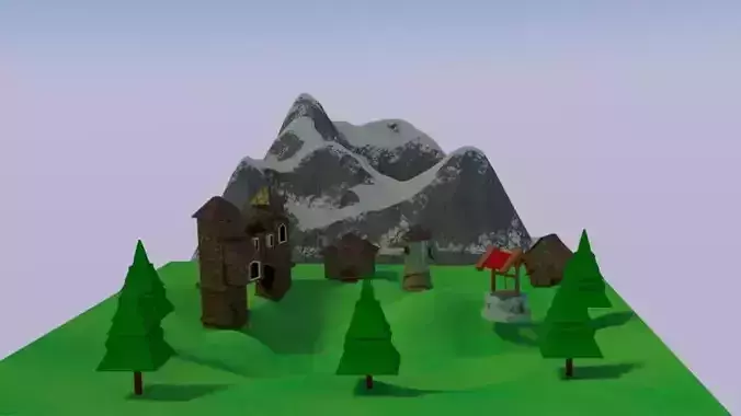 Populated Landscape lowpoly