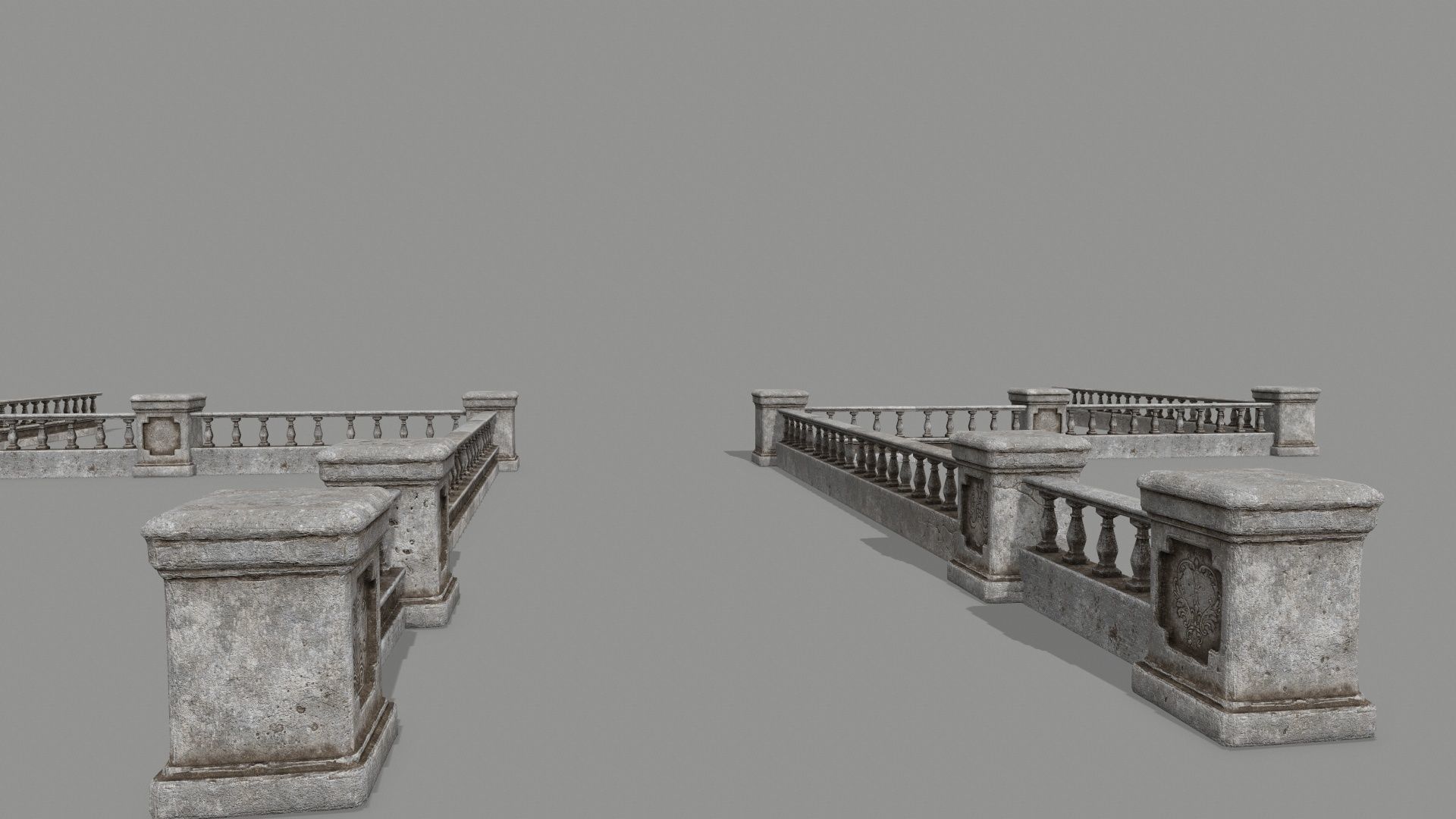 wall set pillars of pillars with shadows Low-poly 3D model_5