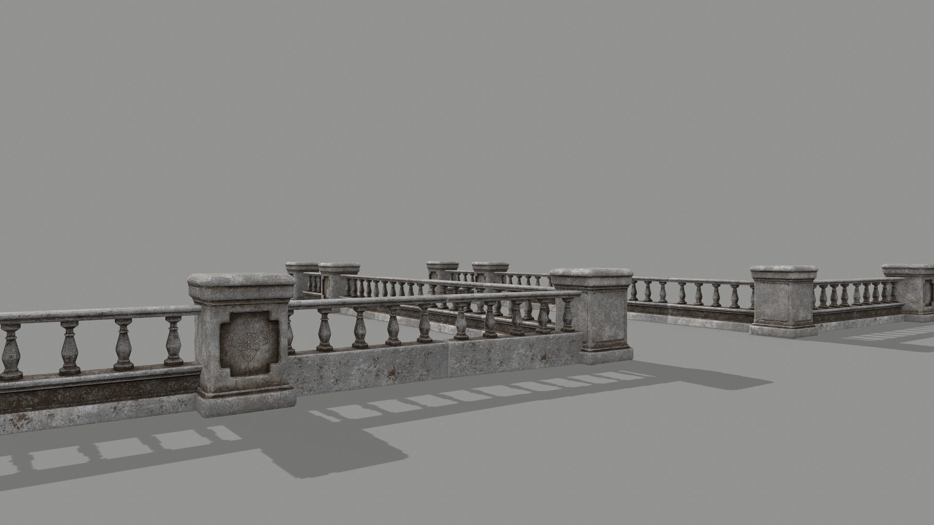 wall set pillars of pillars with shadows Low-poly 3D model_7