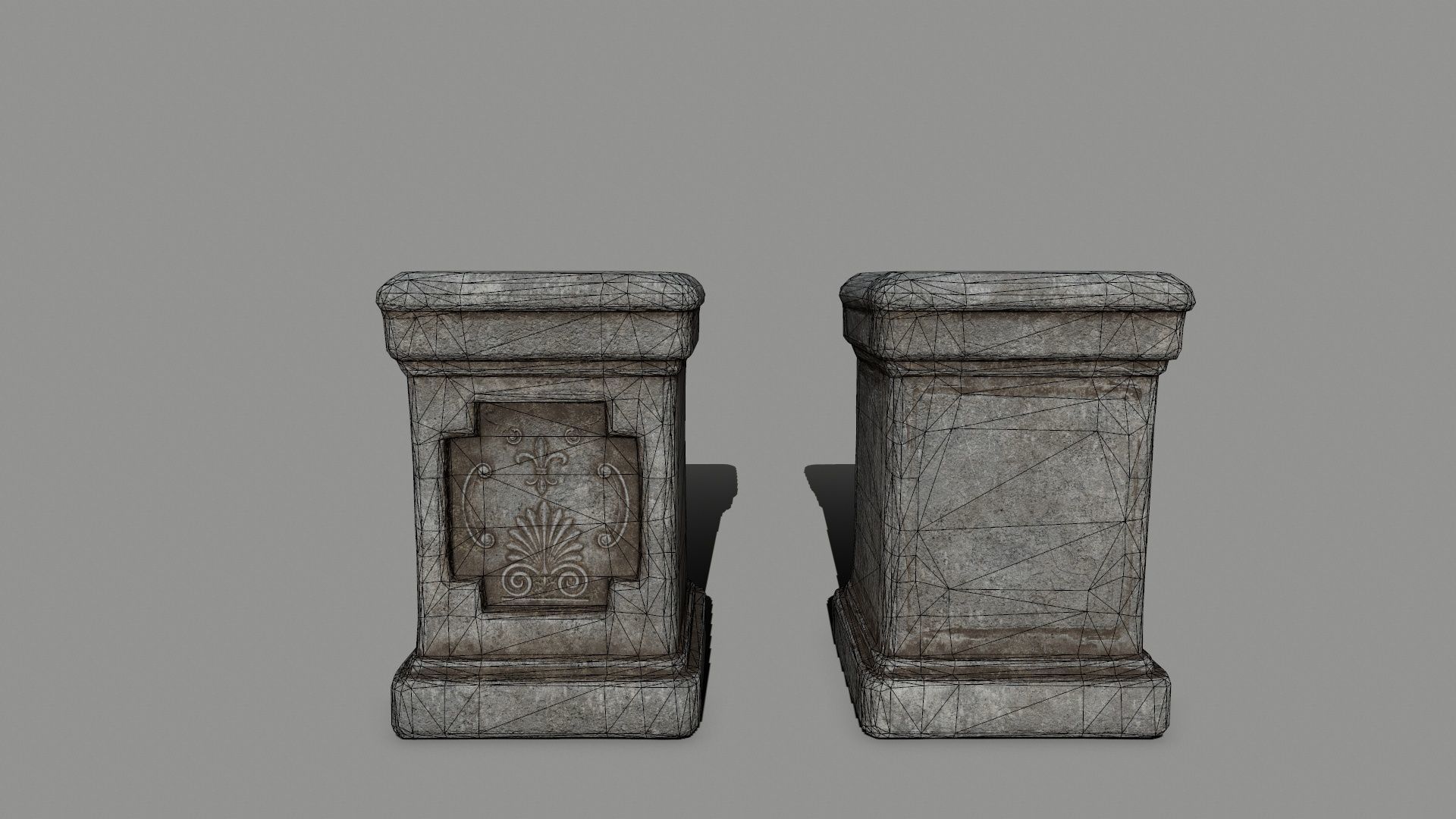 wall set pillars of pillars with shadows Low-poly 3D model_8