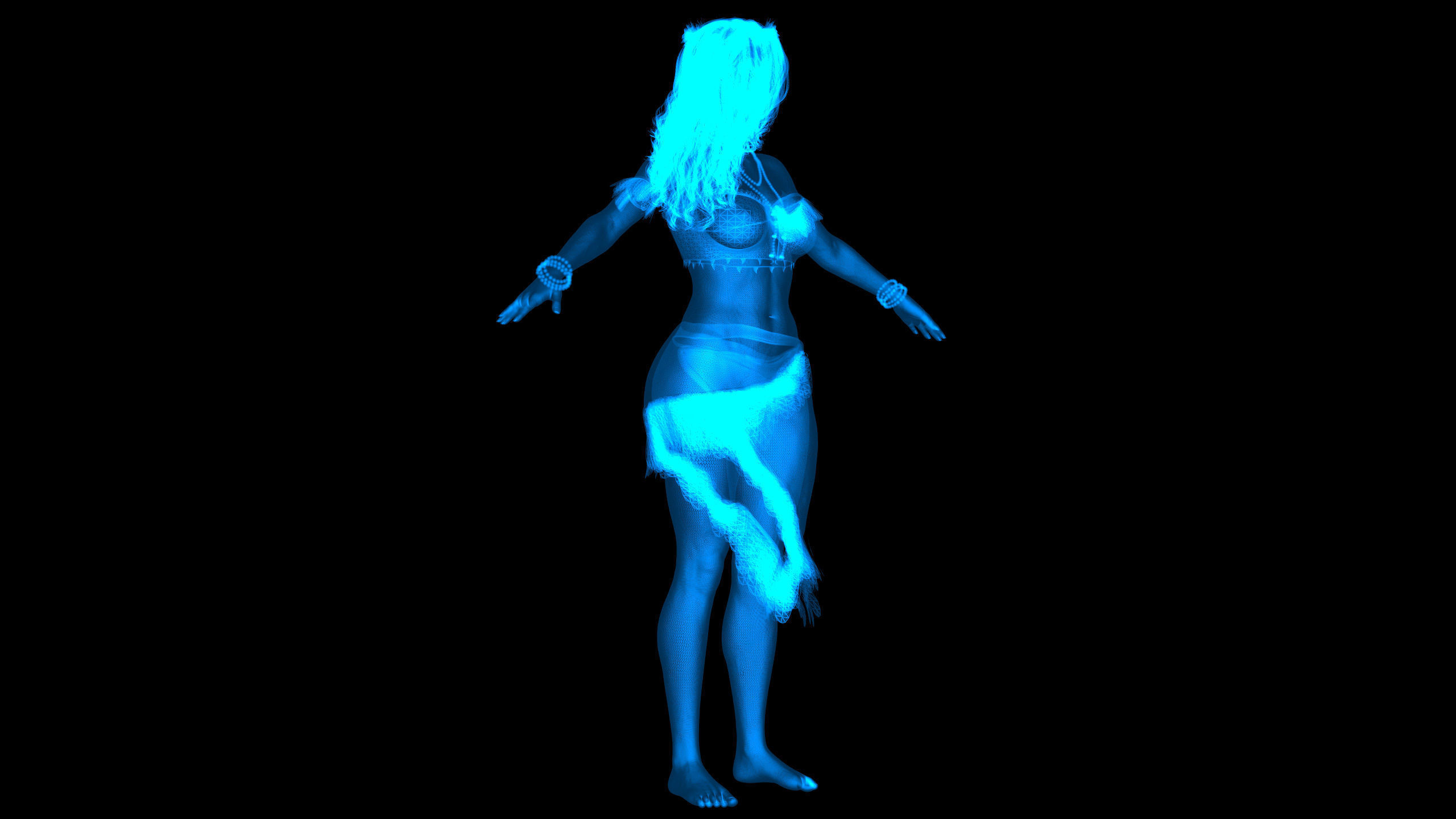 Native Polynesian Female 3D model_2