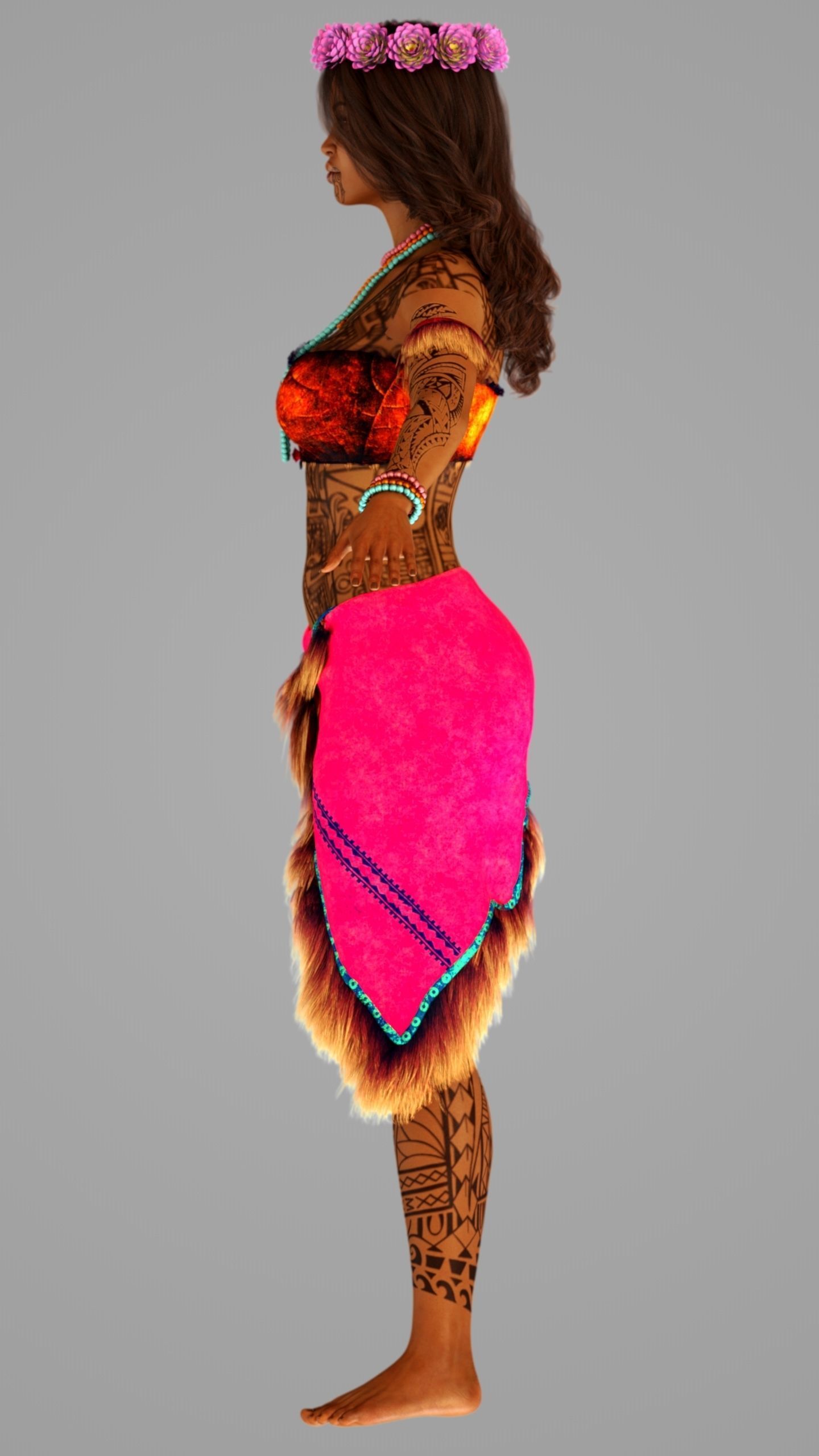 Native Polynesian Female 3D model_7