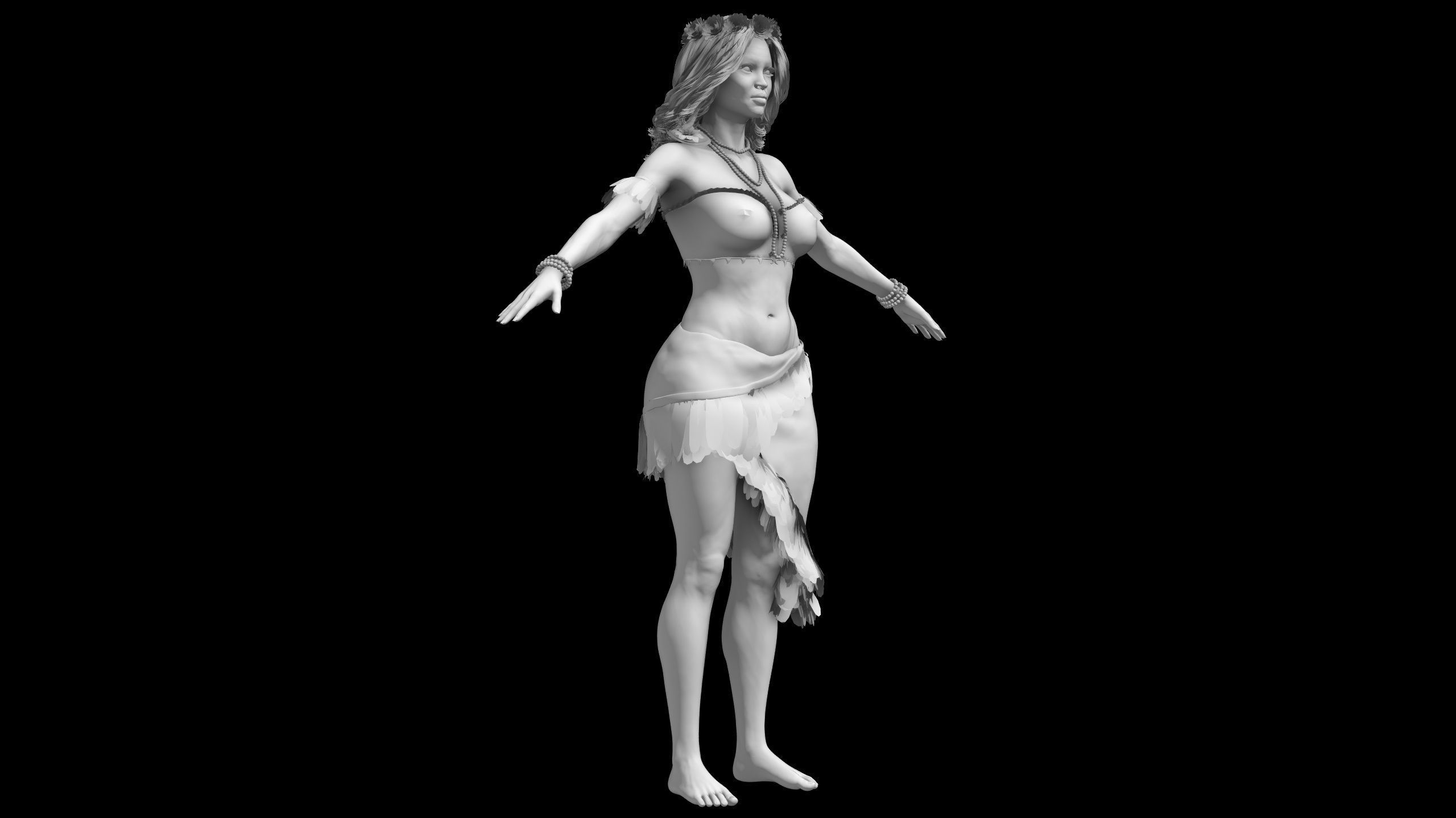 Native Polynesian Female 3D model_3