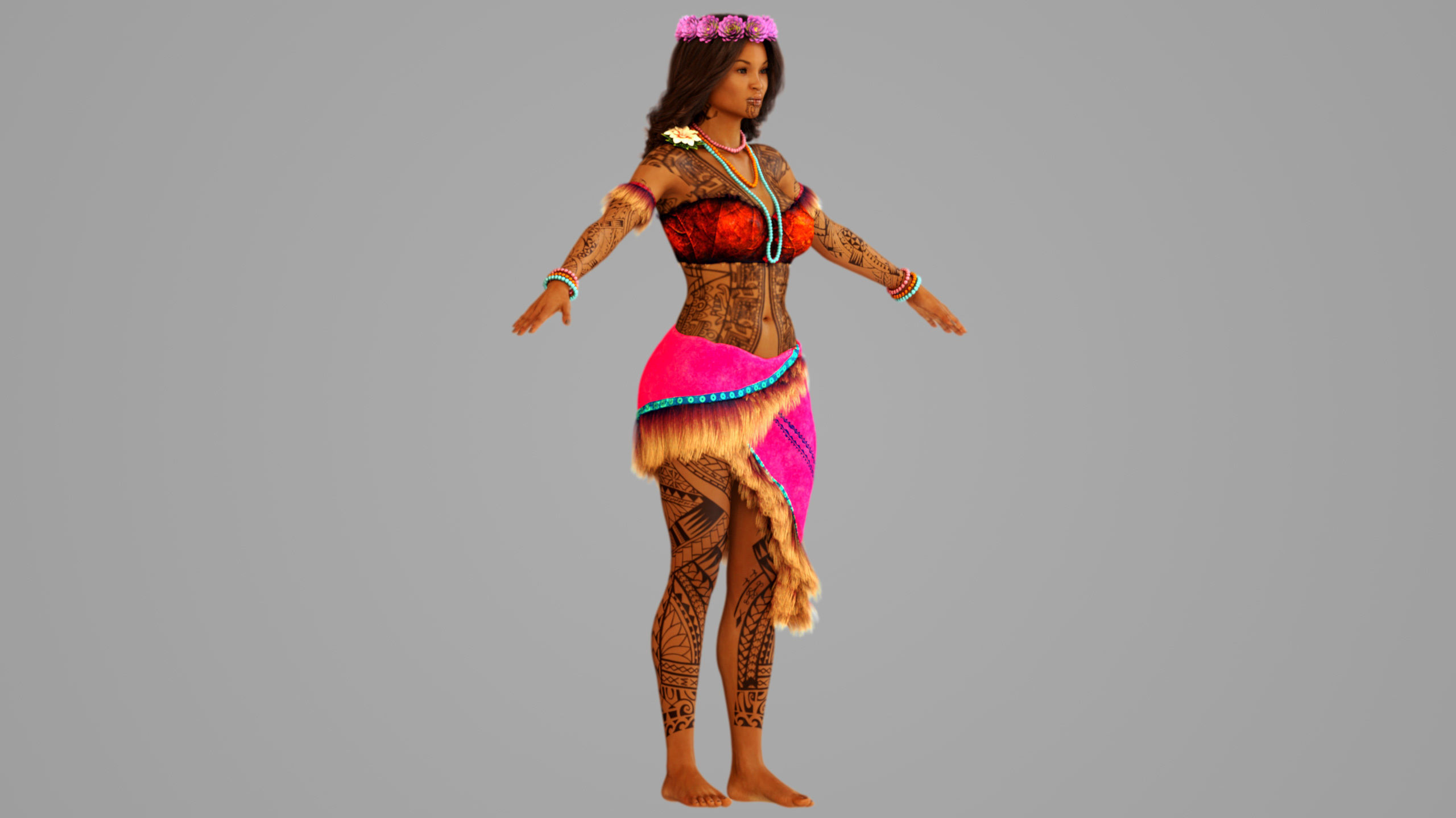 Native Polynesian Female 3D model_4