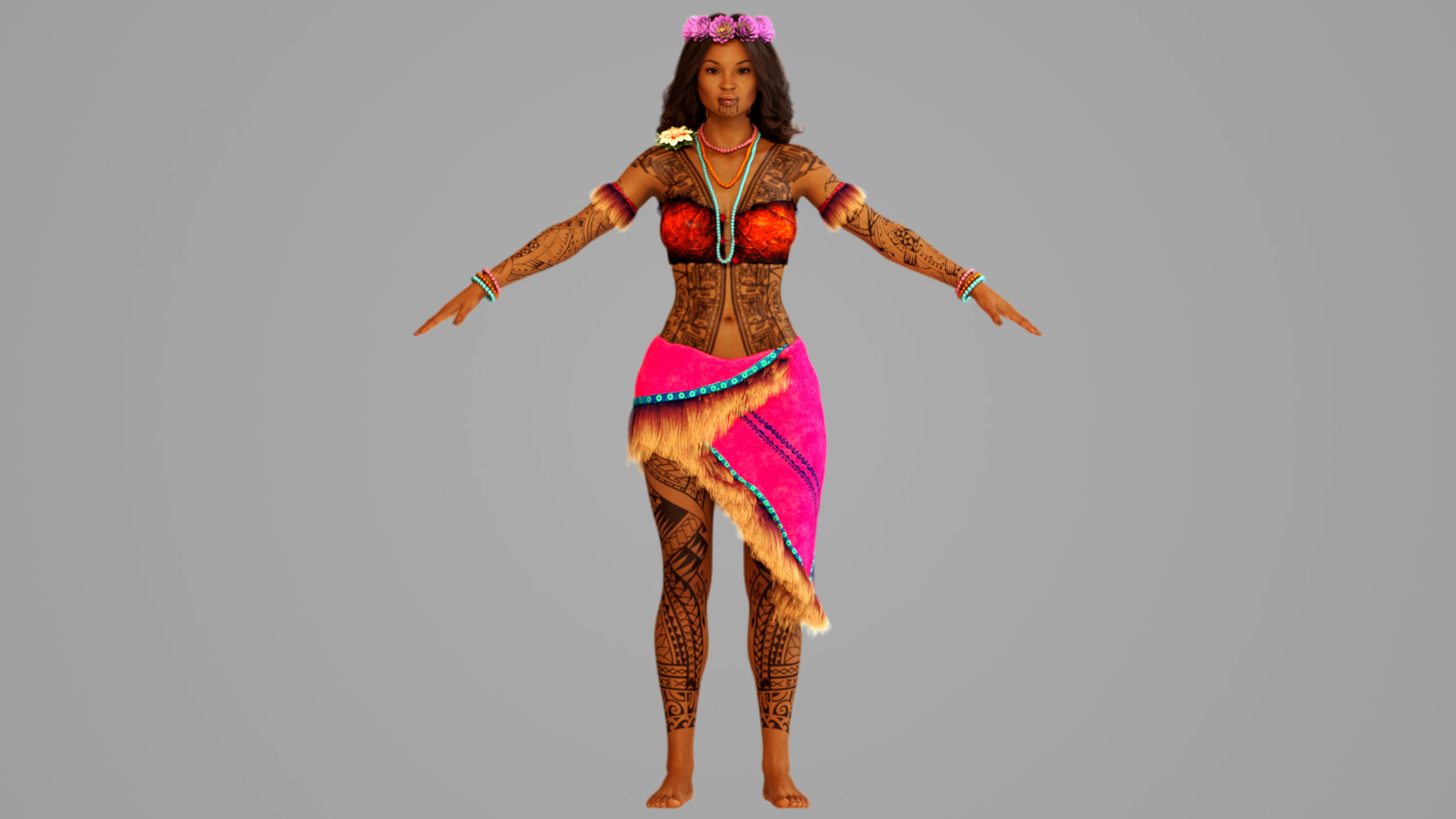 Native Polynesian Female 3D model_5
