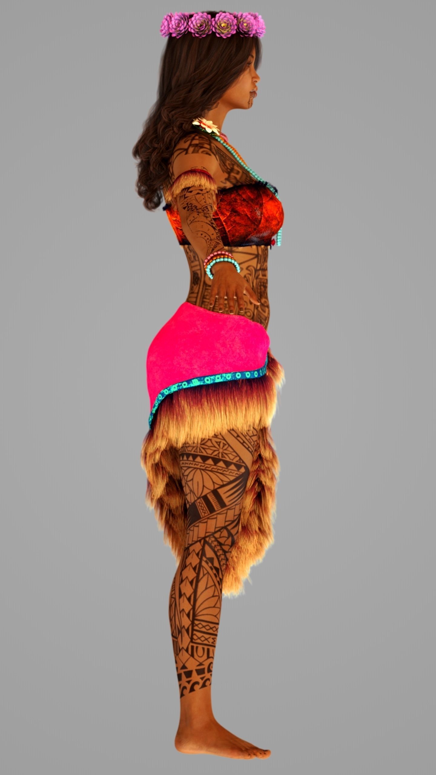 Native Polynesian Female 3D model_6