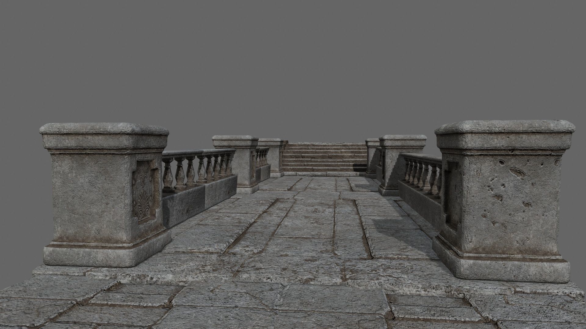 ruin set pillars of pillars with shadows Low-poly 3D model_7