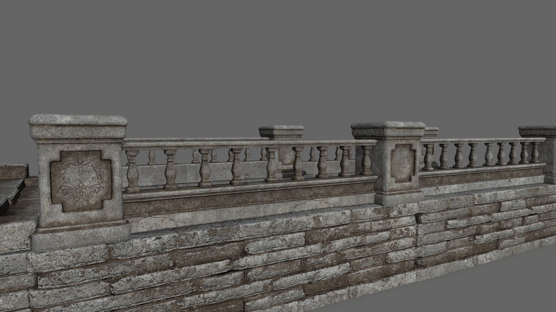ruin set pillars of pillars with shadows Low-poly 3D model_5