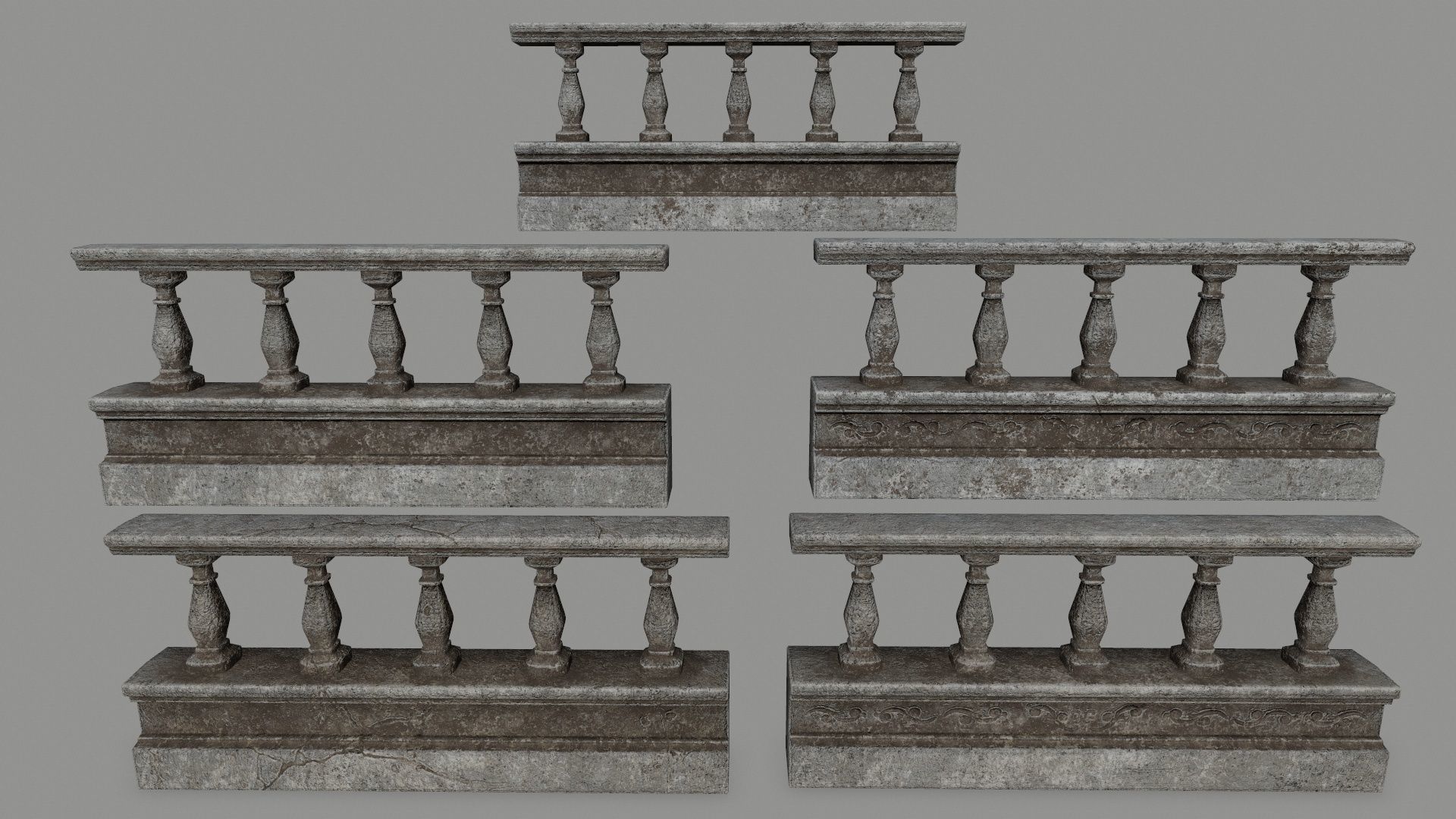 ruin set pillars of pillars with shadows Low-poly 3D model_11