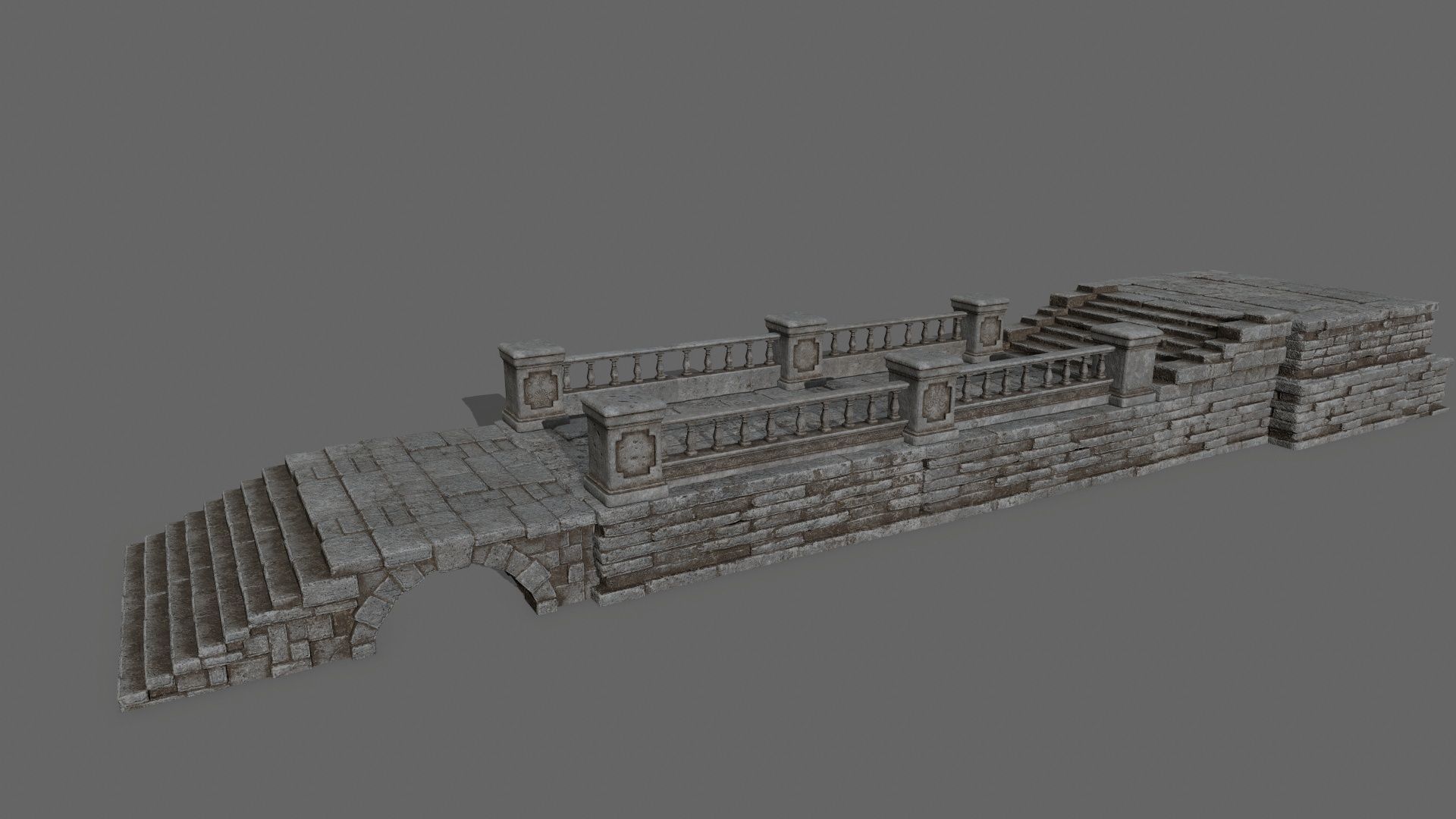 ruin set pillars of pillars with shadows Low-poly 3D model_3