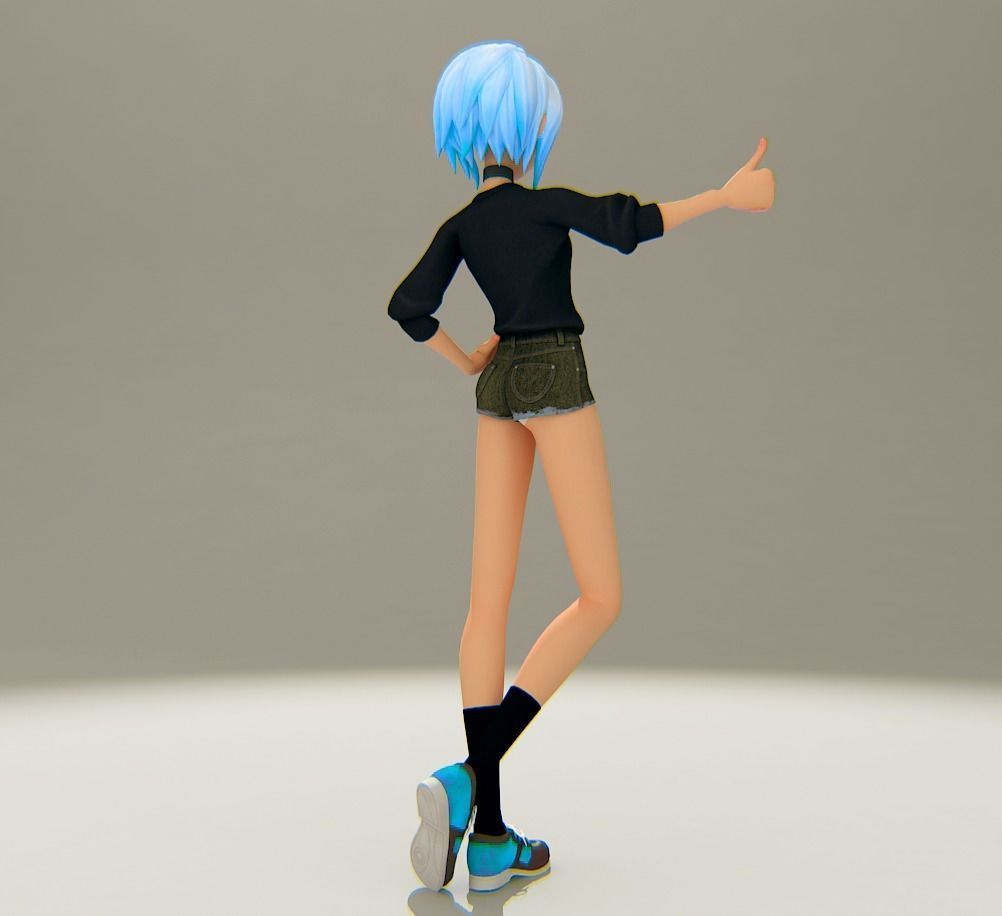 Stylized Girl  Low-poly 3D model_2