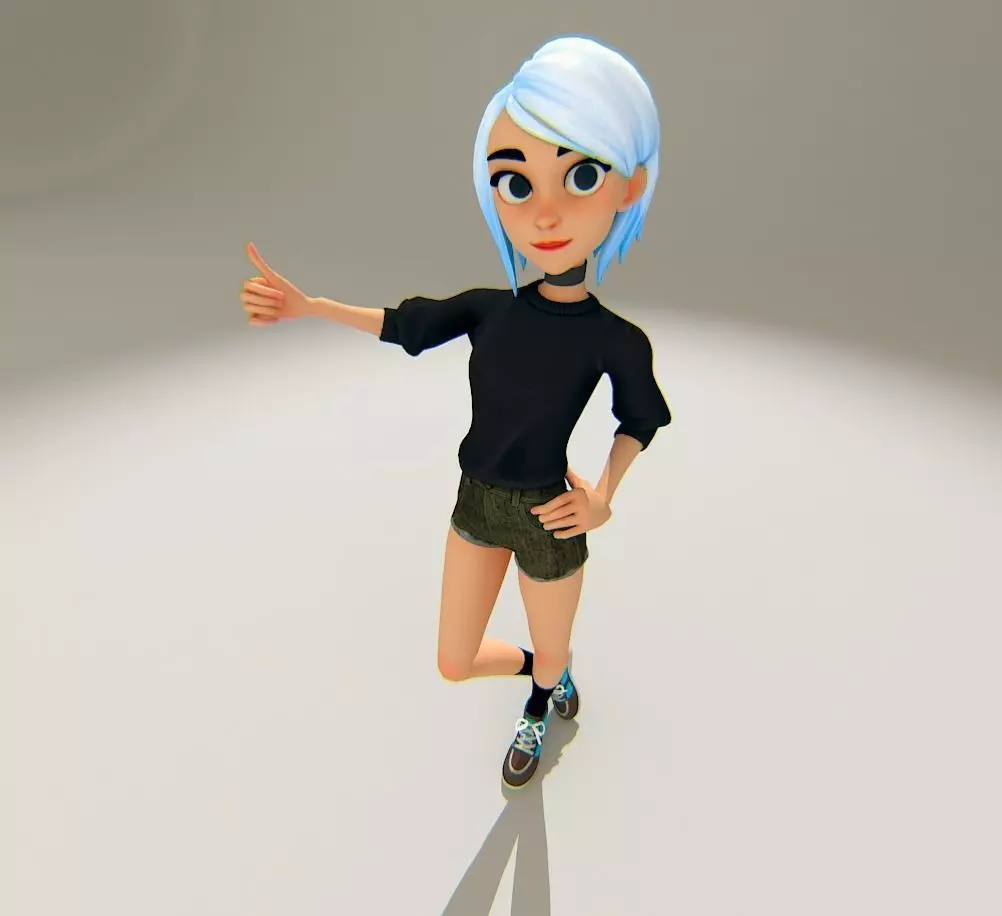 Stylized Girl  Low-poly 3D model_0