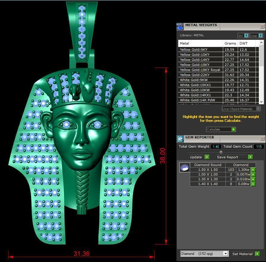Ehypt king pendant 3D print model_3
