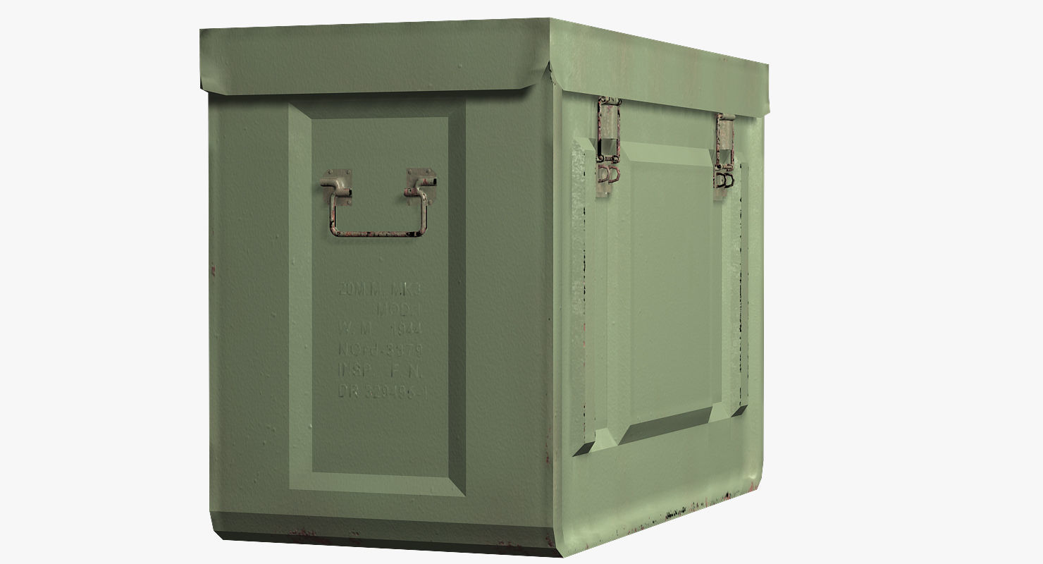 Ammo Box 20mm MK3 WWII US Military 3D model_1