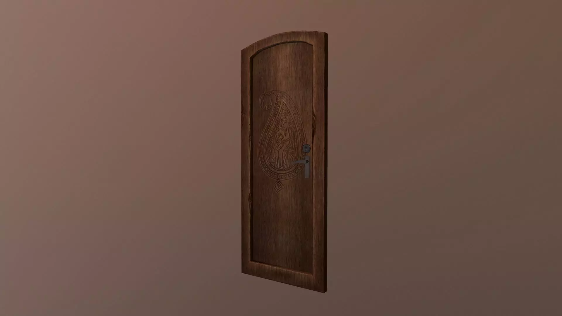 Wooden door with buta ornament Low-poly 3D model