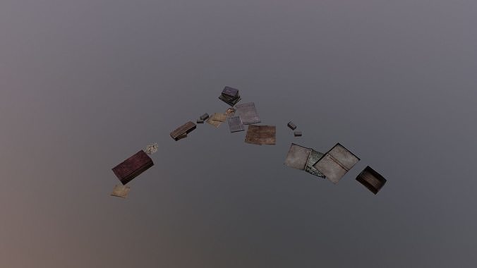 Scraps of old books Low-poly 3D model