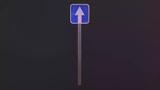 Road sign showing forward way Low-poly 3D model