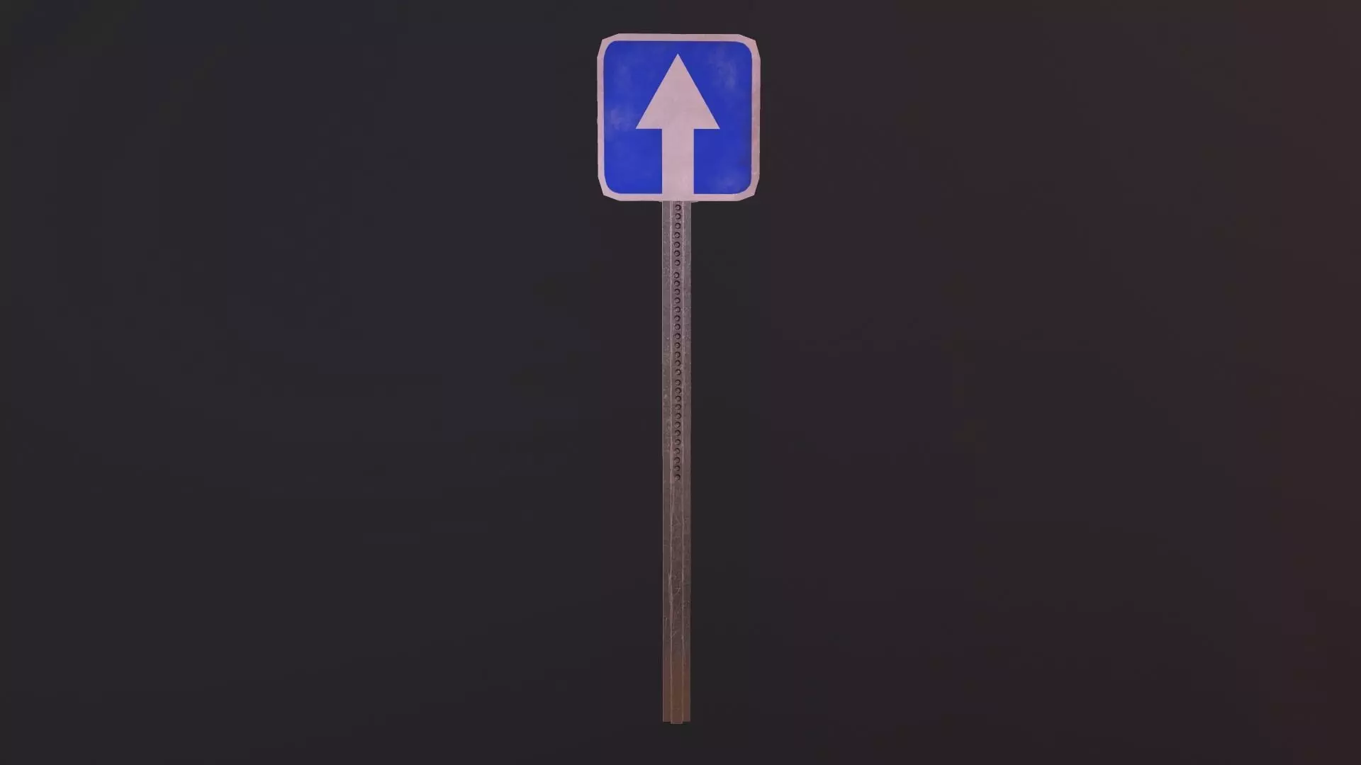 Road sign showing forward way Low-poly 3D model_0