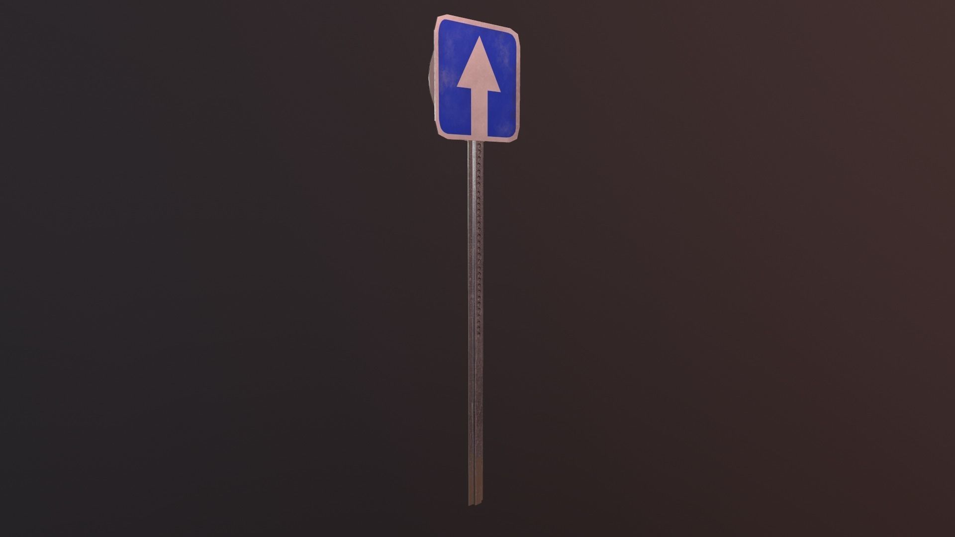 Road sign showing forward way Low-poly 3D model_2