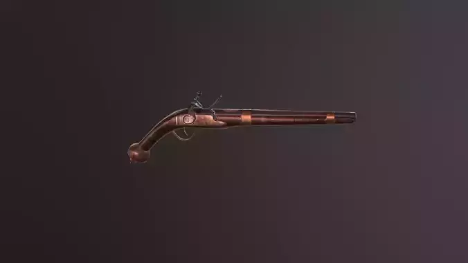 Old Medieval Pistol - Flintlock pistol Low-poly 3D model