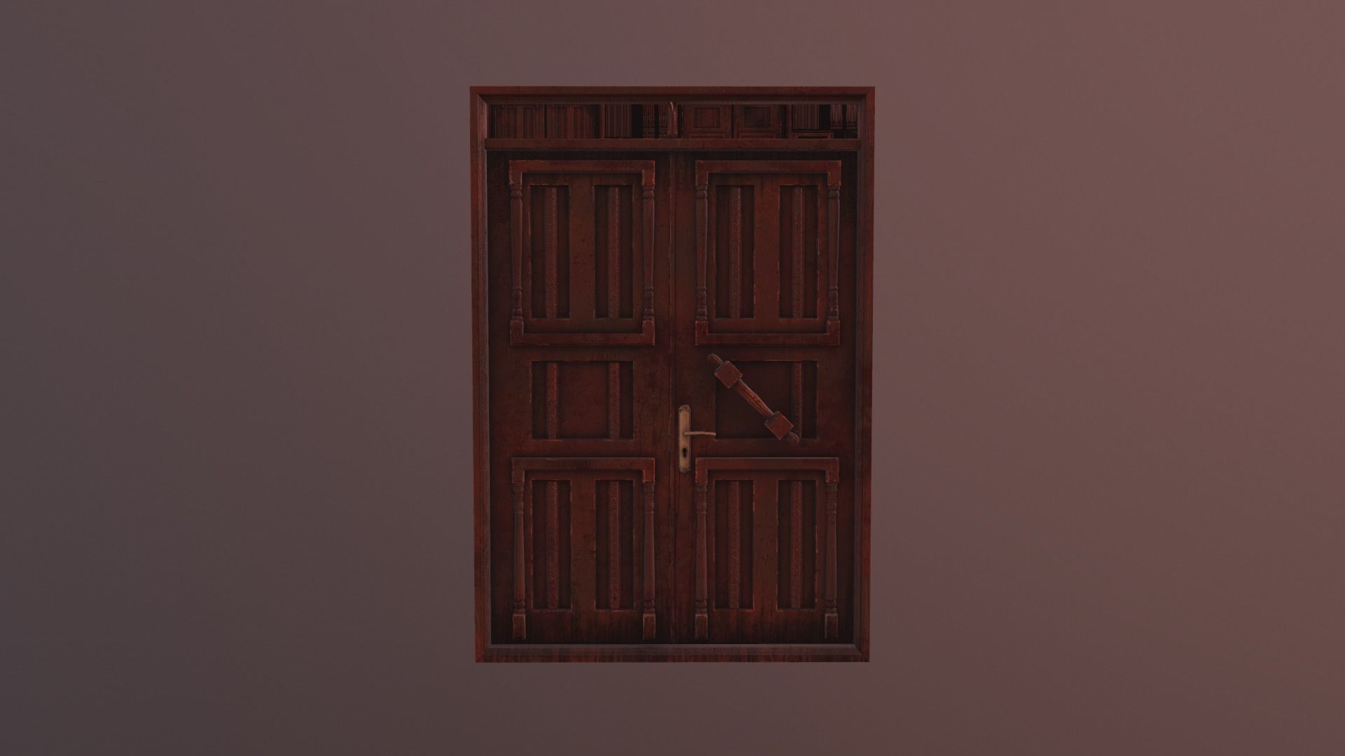 Wooden old big door Low-poly 3D model_2