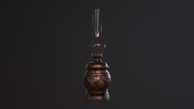 Oil Oriental Kerosene Lamp Low-poly 3D model