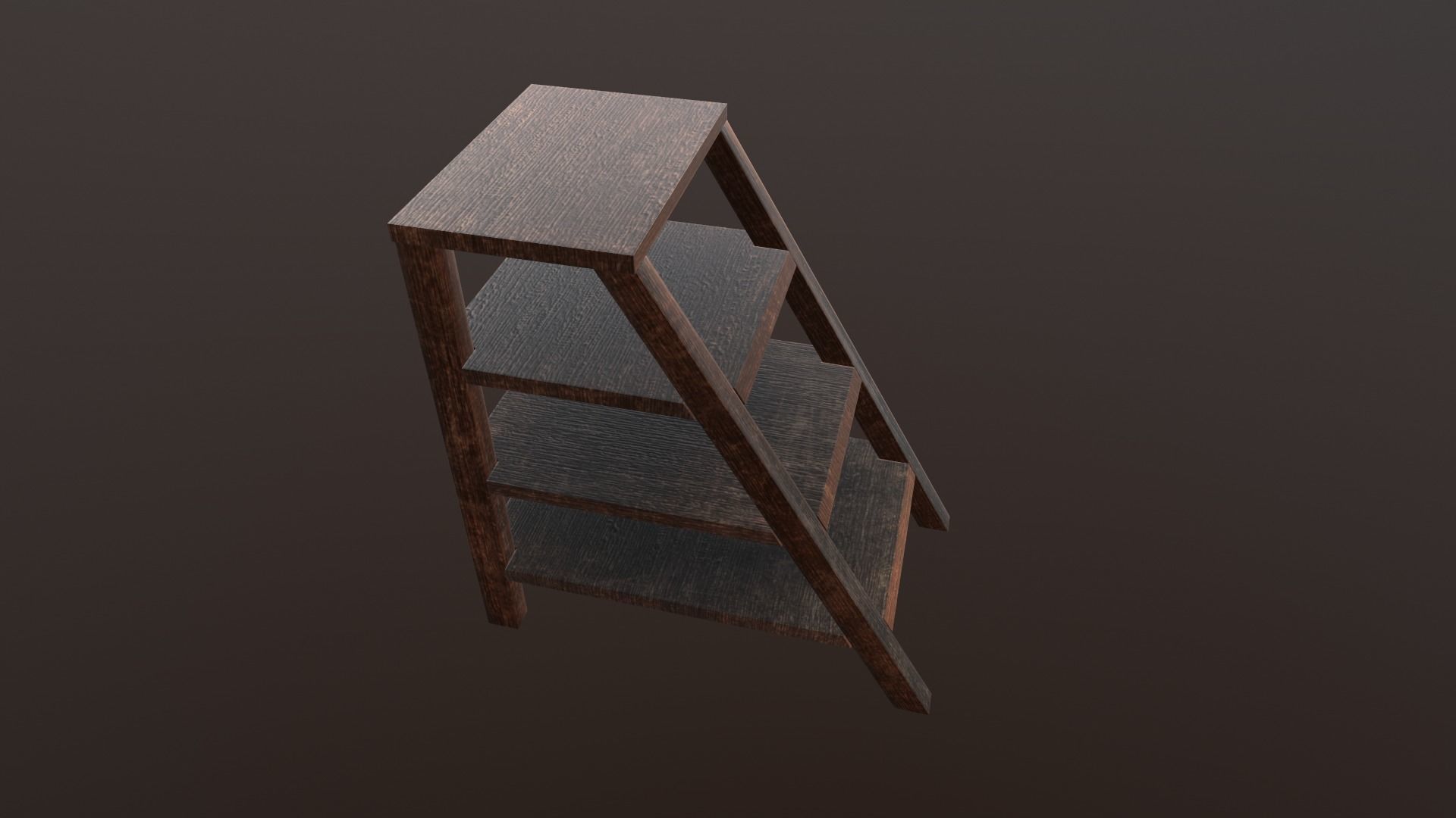 Small Wooden Ladder Low-poly 3D model_2