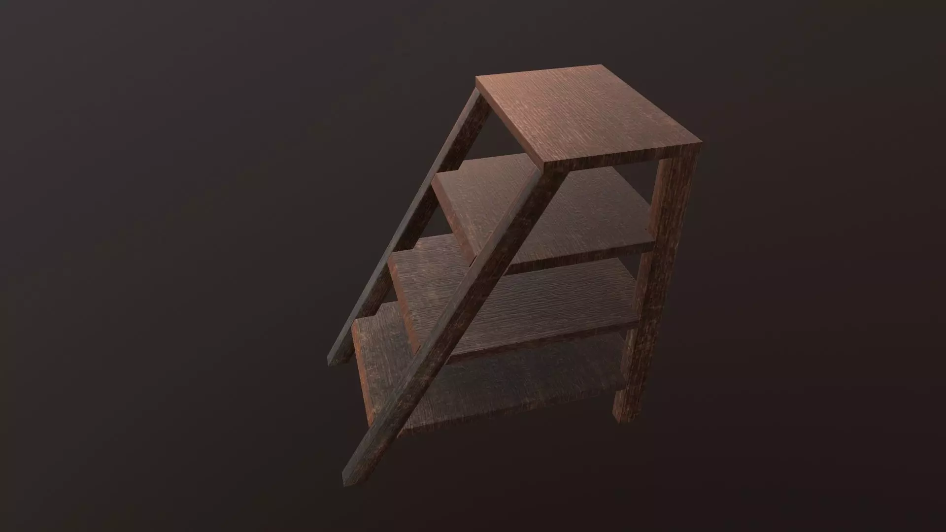 Small Wooden Ladder Low-poly 3D model_0