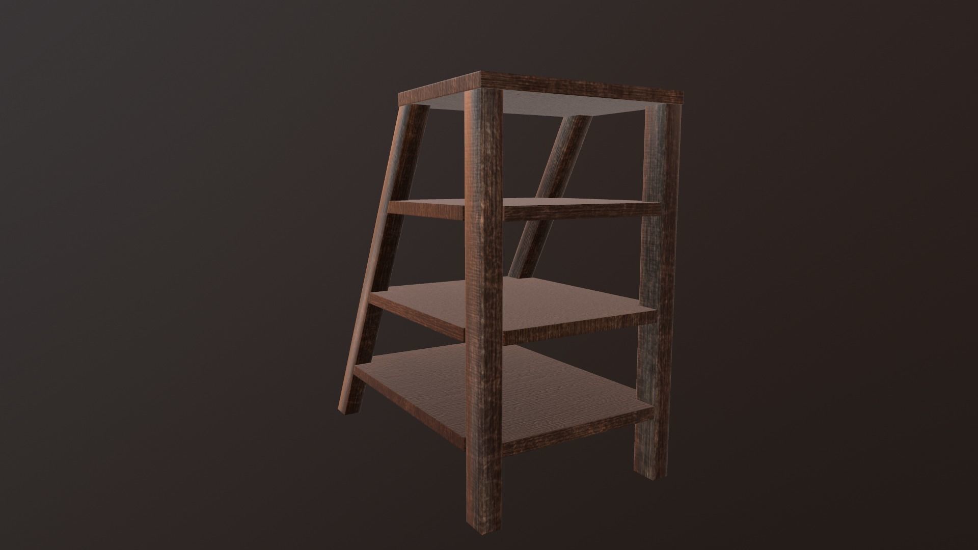 Small Wooden Ladder Low-poly 3D model_4