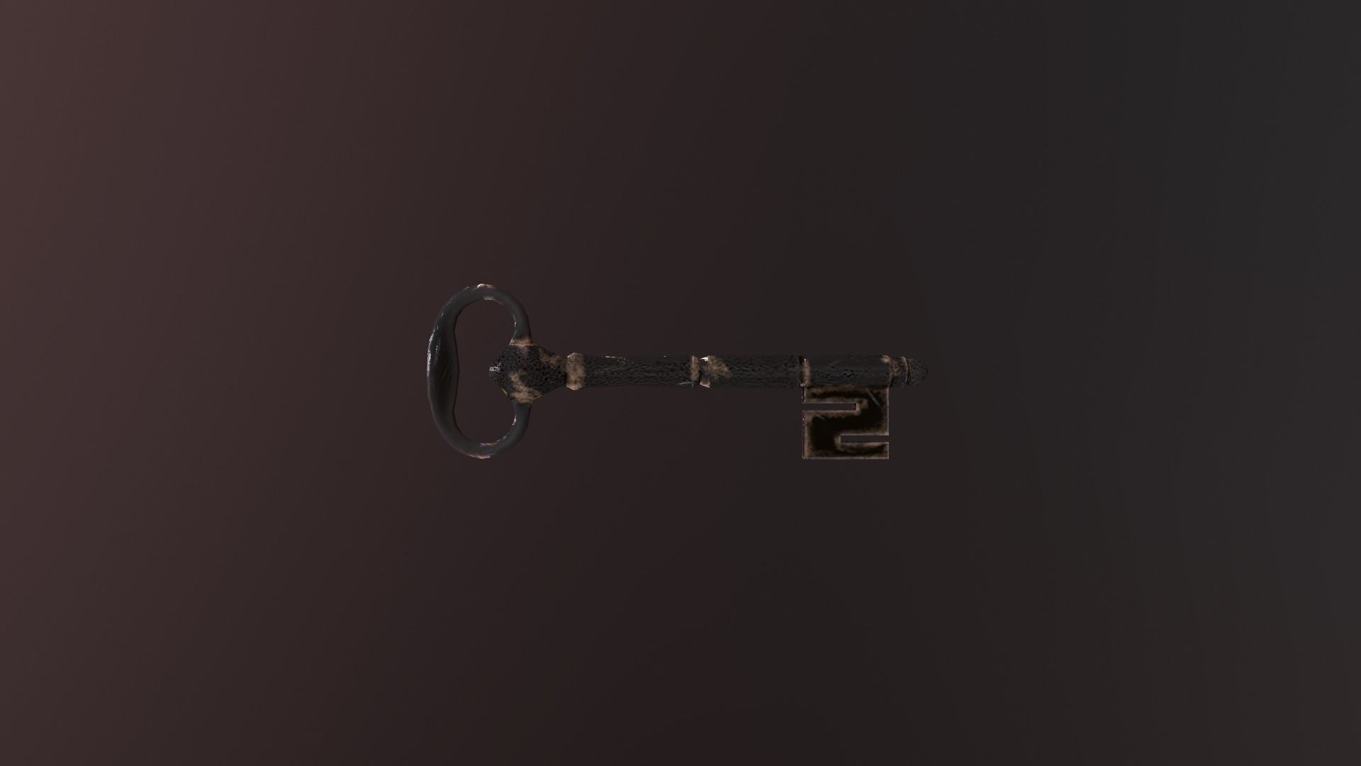 Oriental Iron Key Low-poly 3D model_3
