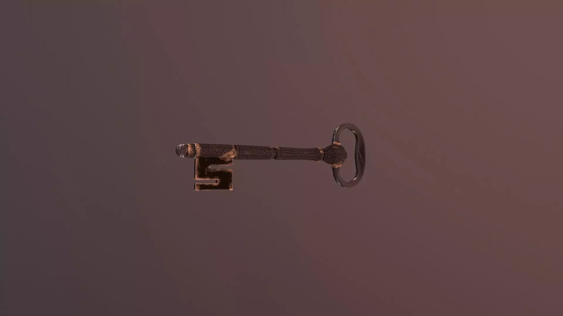 Oriental Iron Key Low-poly 3D model_0