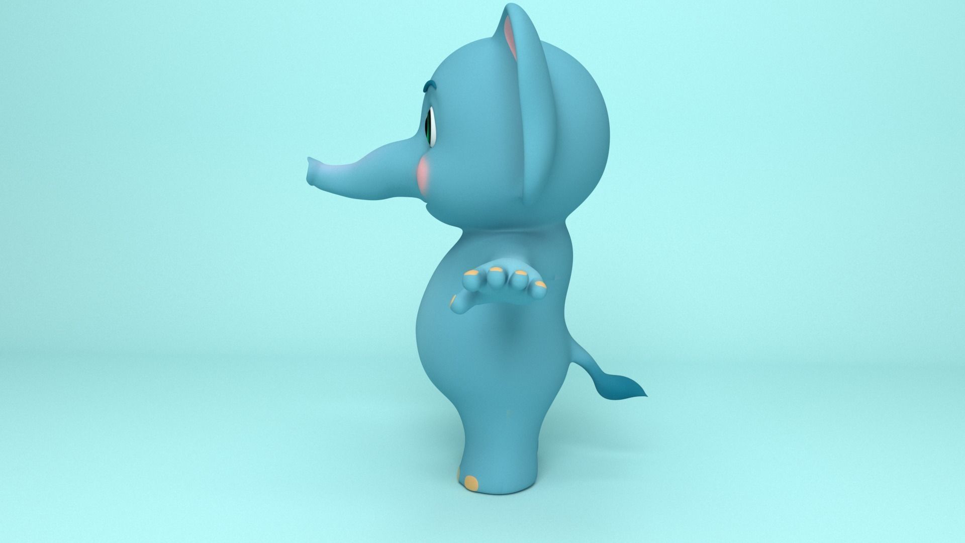 Elephant Cartoon 3D model_3