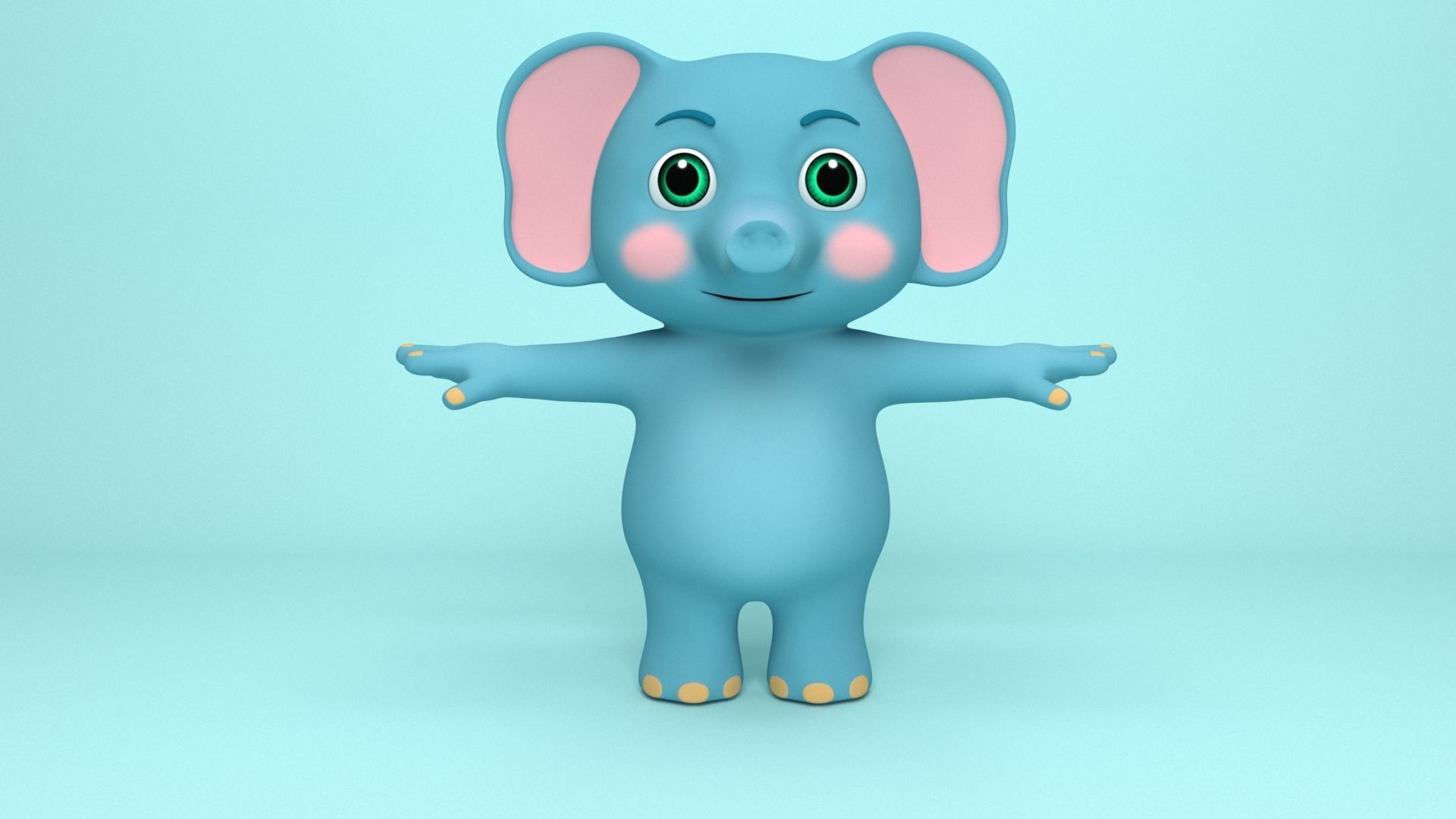 Elephant Cartoon 3D model_1