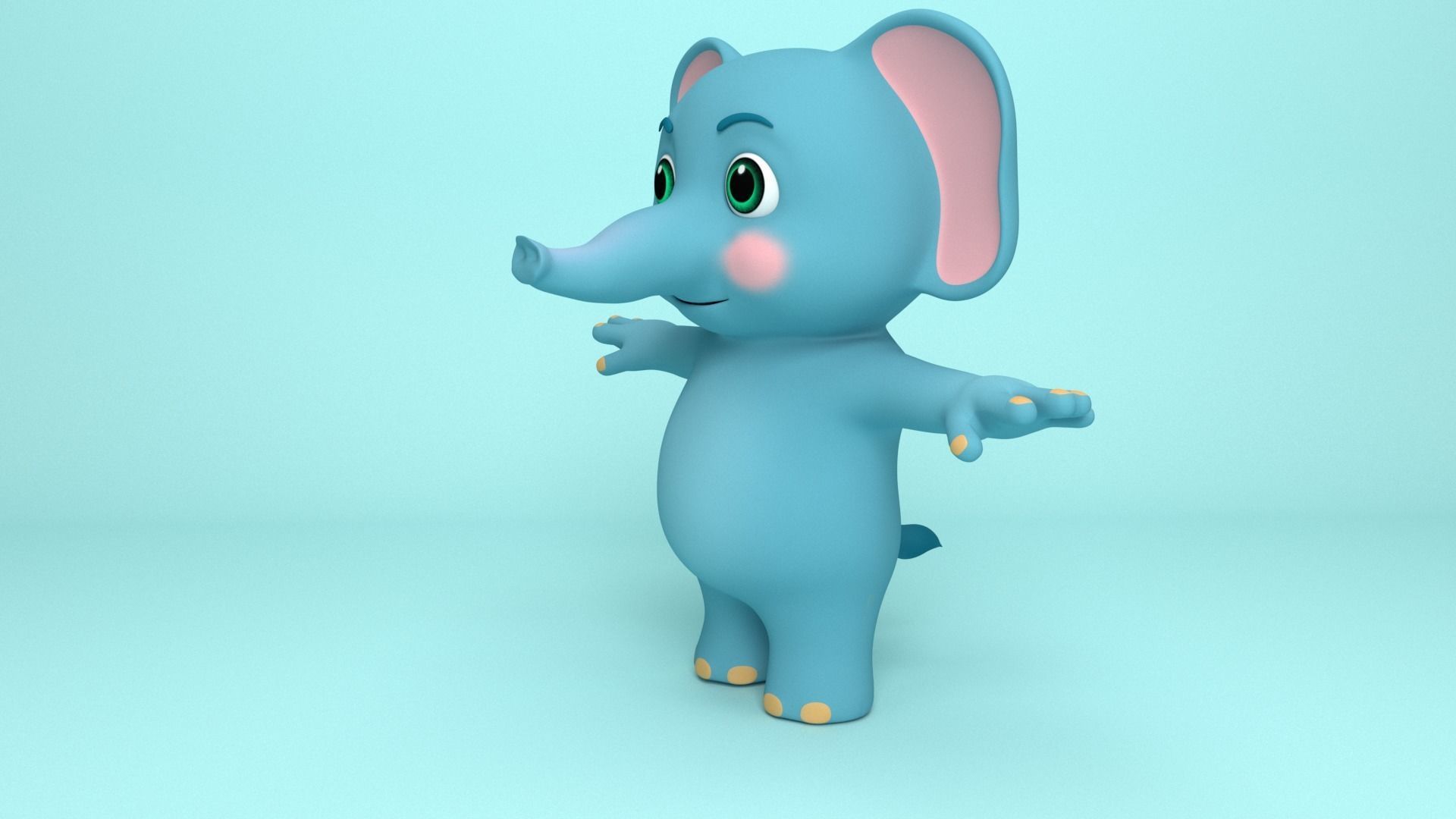 Elephant Cartoon 3D model_2