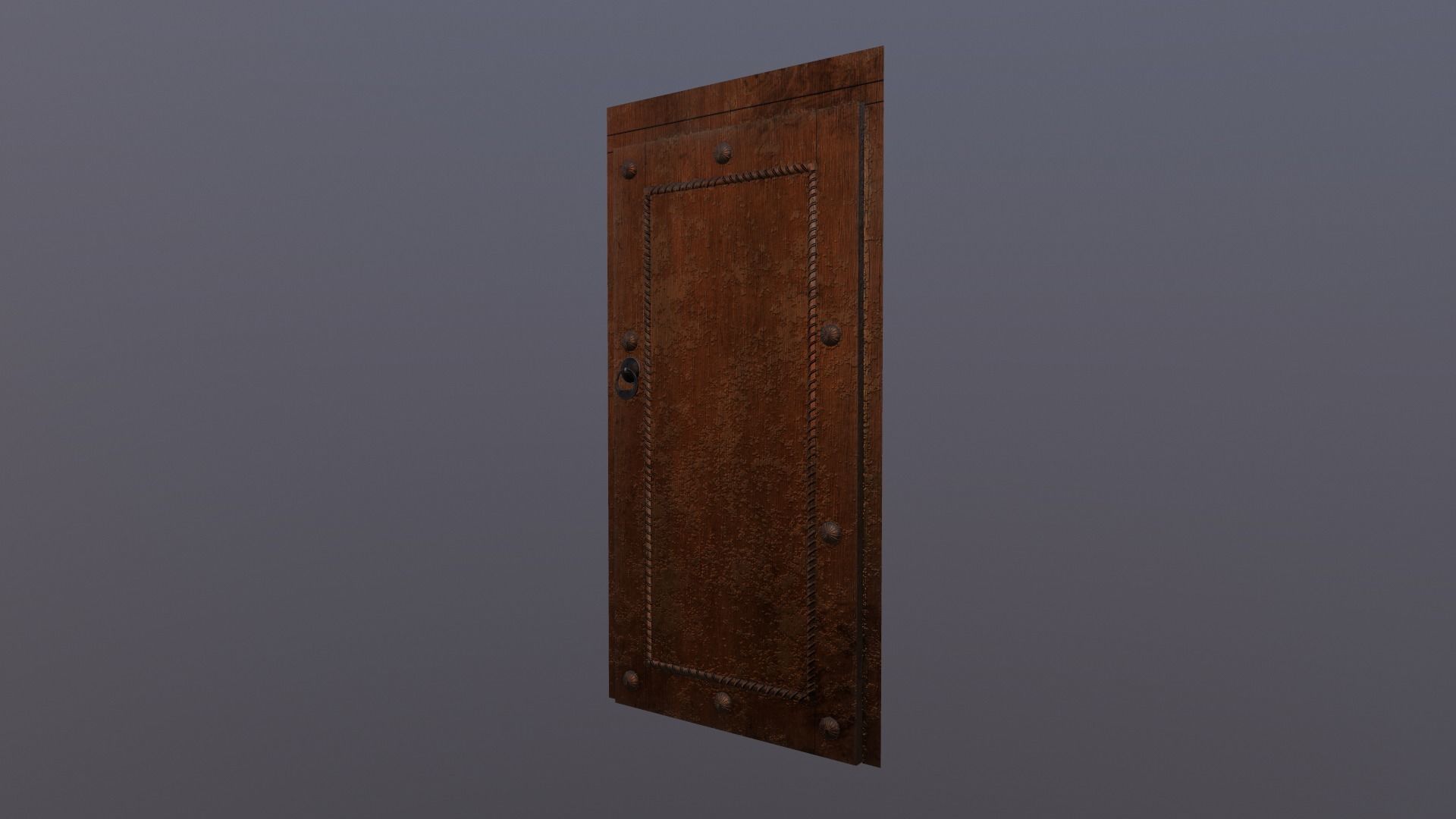 Medieval style door Low-poly 3D model_2