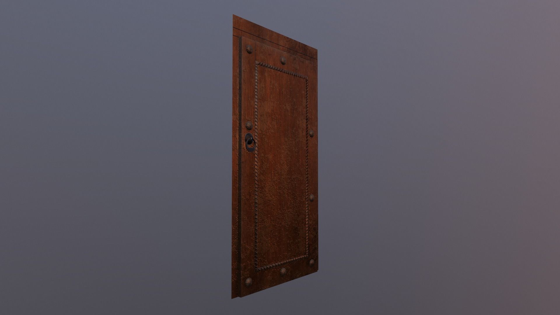 Medieval style door Low-poly 3D model_3