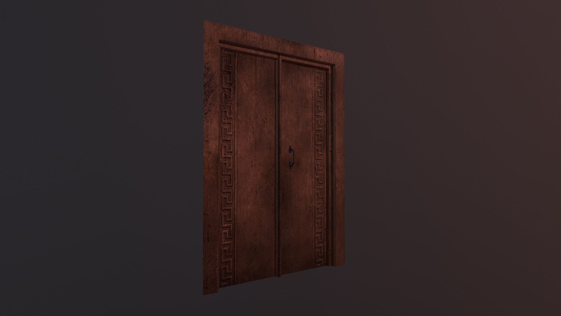 Door - old eastern style Low-poly 3D model_3