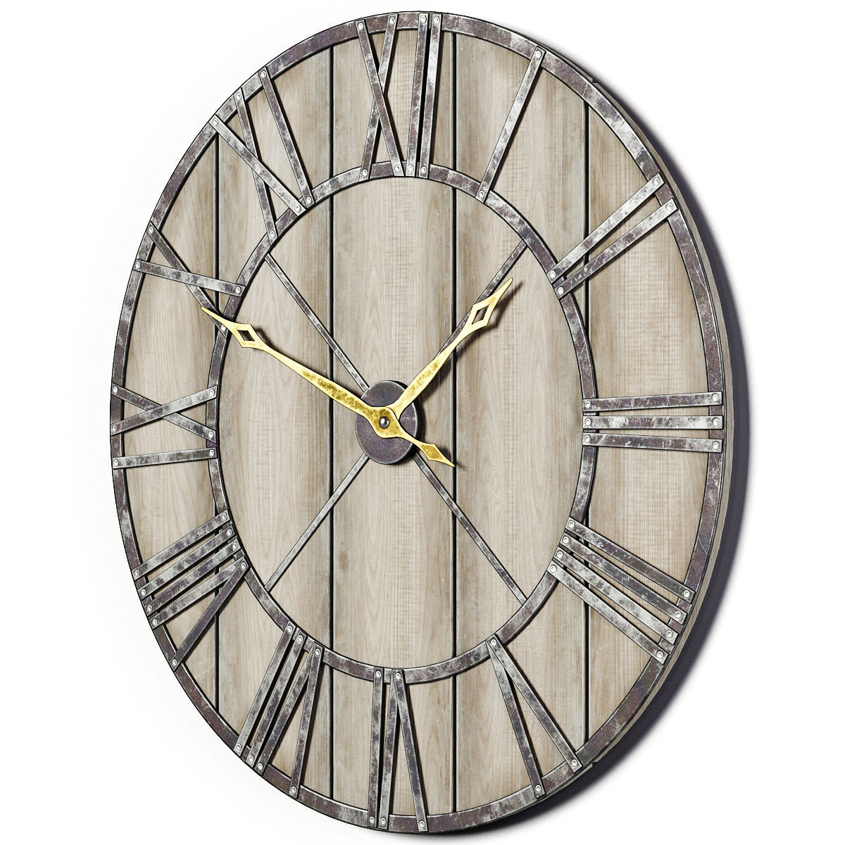 Decorative Rustic Wall Clock Low-poly 3D model_2